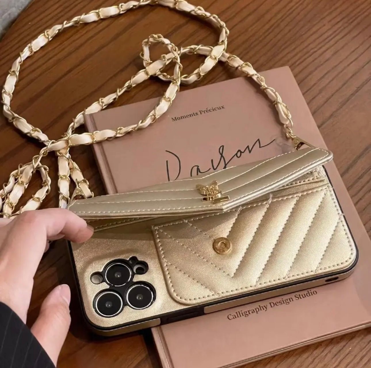 Alternative view of YSL V-Quilted Crossbody Phone Case Bag