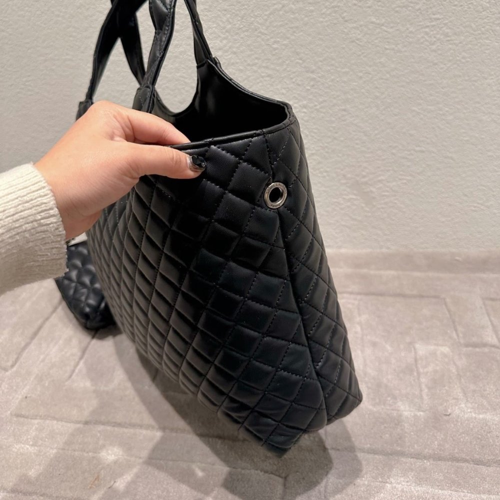 Saint Laurent Icare Shopping Bag In Quilted Black Silver 40Cm - Image 3