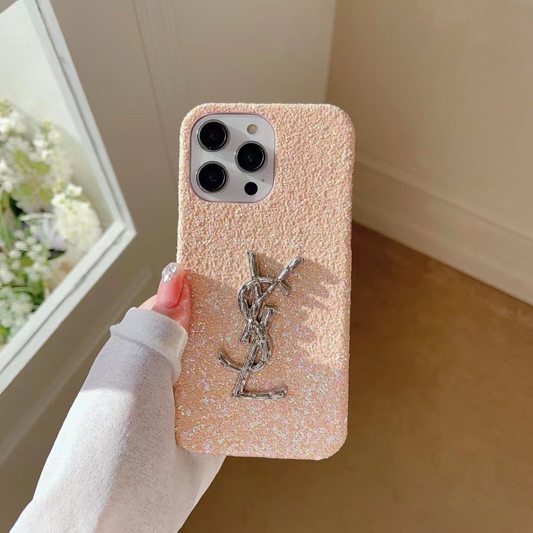 YSL Glitter Plush iPhone Case (Multi-Color)