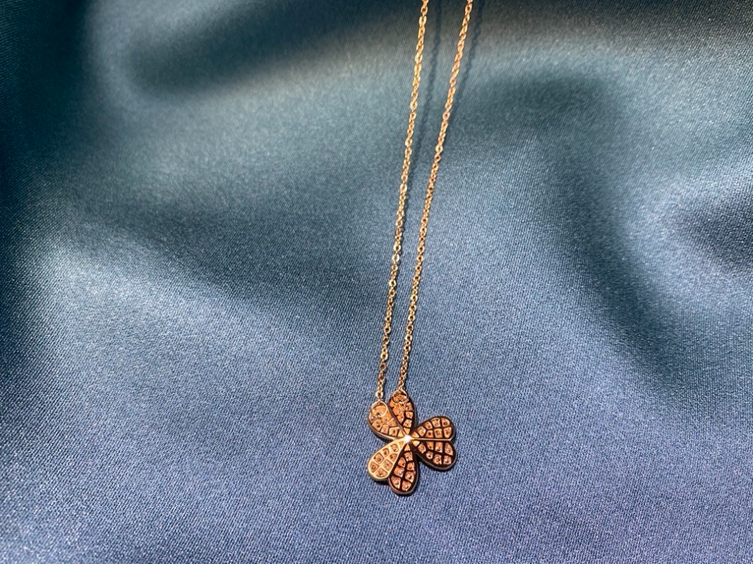 Alternative view of VCA Starry Sky Pink Gem Flower Necklace