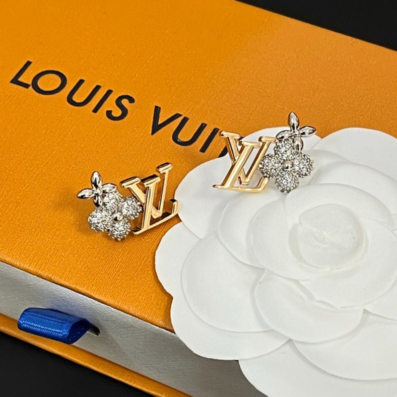 LV Crystal Flower Logo Studs