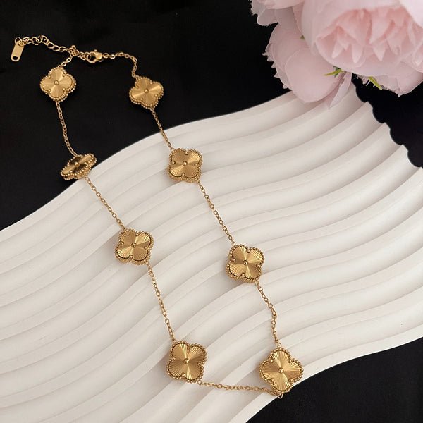 VCA 8 Motifs Matte Gold 316L Steel Necklace
