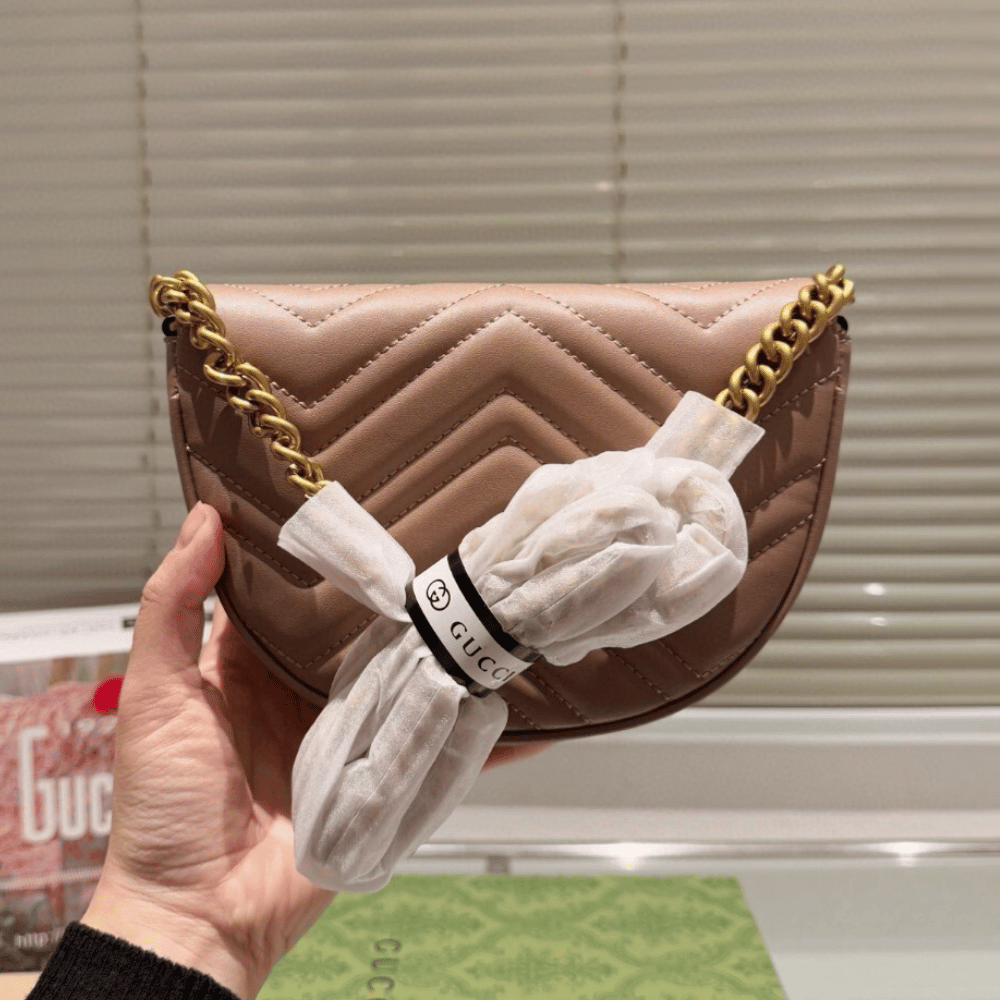 Gucci Gg Marmont Saddle Bag Nude 7.9 Inches - Image 4