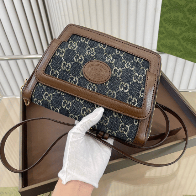 Gucci Ophidia Small Messenger Bag Gg Denim Blue 8.7 Inches - Image 4