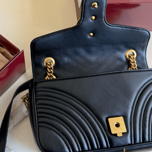 Gucci Gg Marmont Medium Matelass?? Shoulder Bag Black 10.2 Inches - Image 6