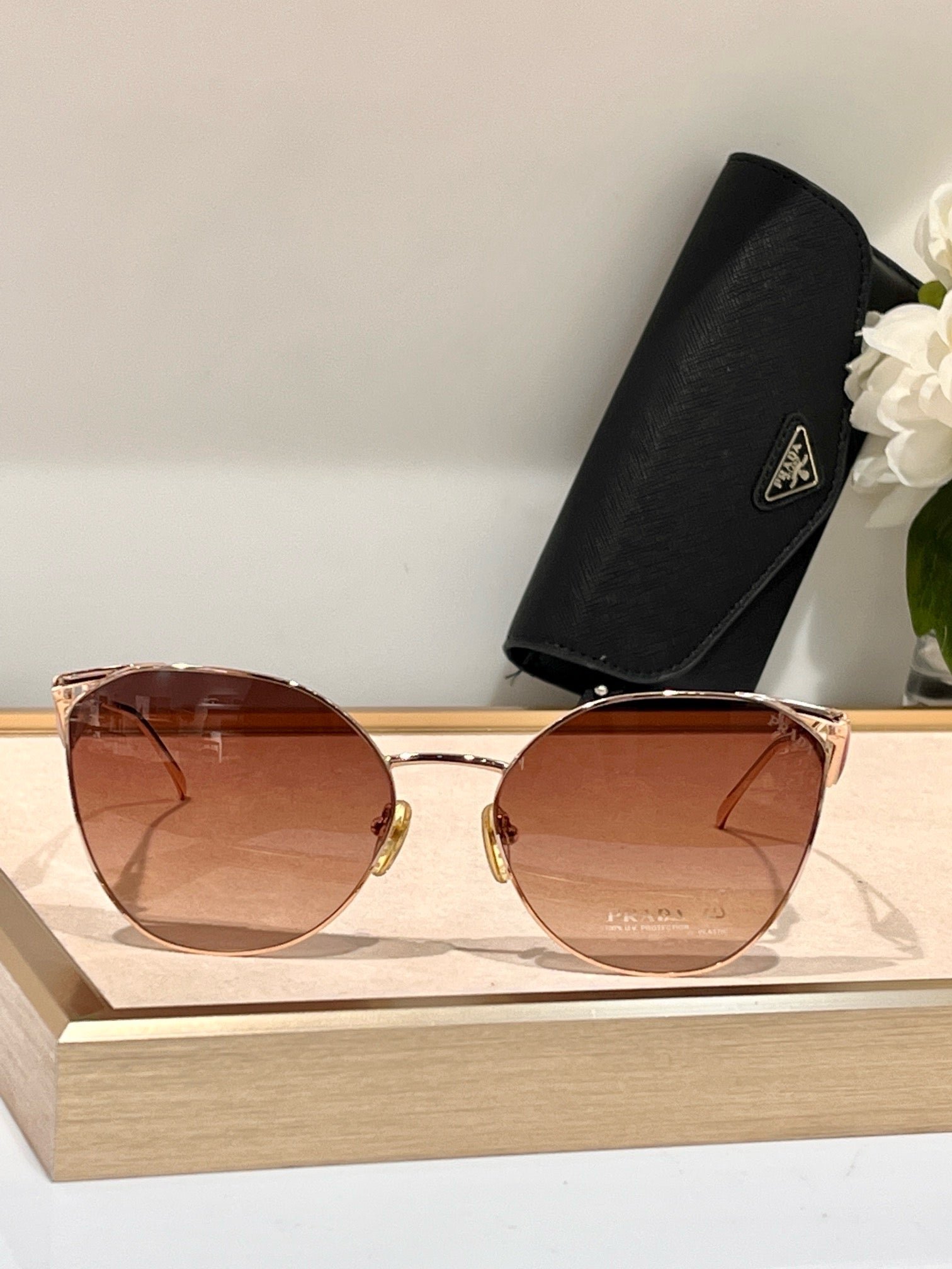 Alternative view of Prada Rose Gold Metal Gradient Sunglasses