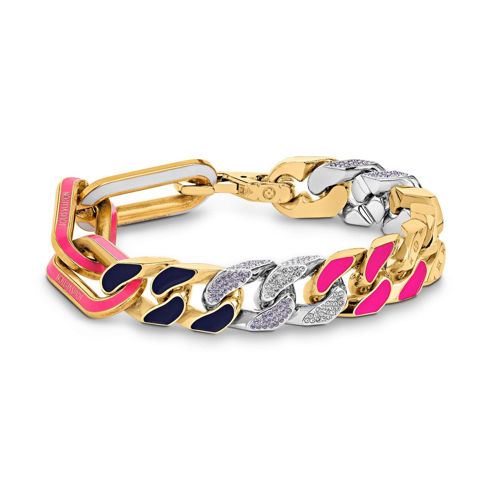 LV Multicolor Enamel Crystal Chain Bracelet