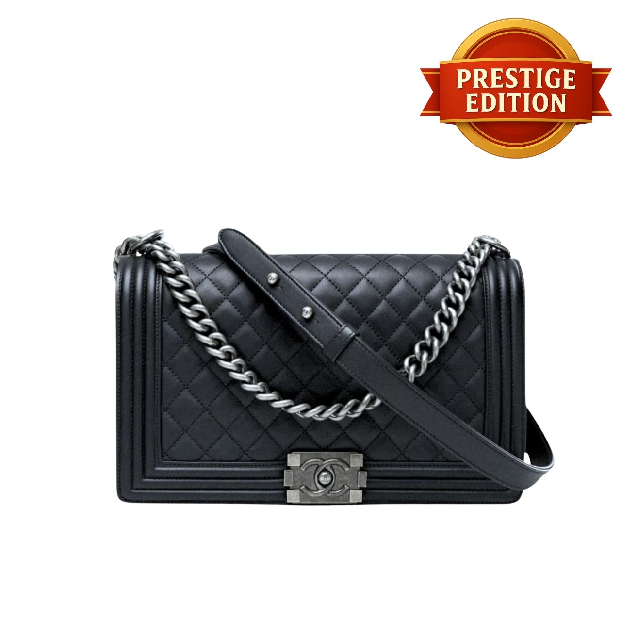 Chanel Prestige Boy Quilted Leather Bag (Black)