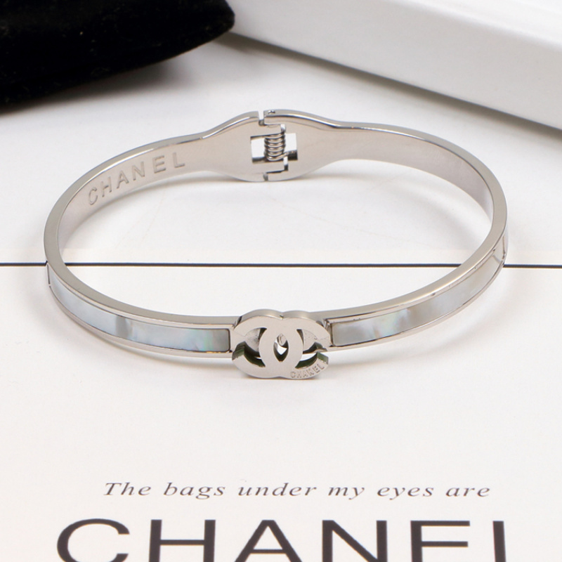 Chanel Black Inlay Double C Cuff Bangle - Image 9