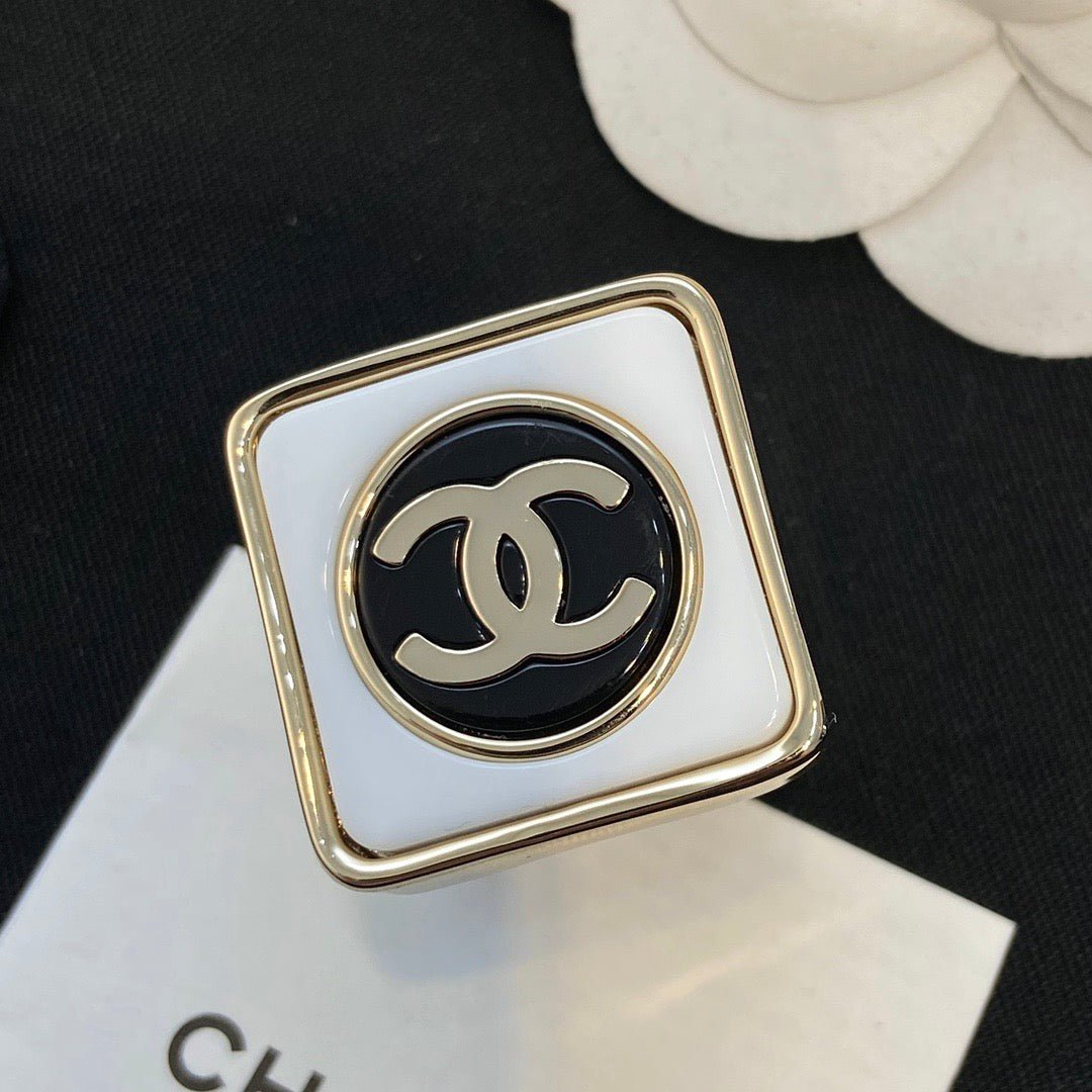 Alternative view of Chanel Gold Enamel Square CC Statement Ring