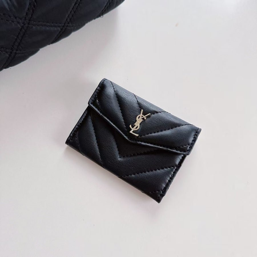 YSL V-Quilted Leather Card Holder (Multi-Color) - Image 3