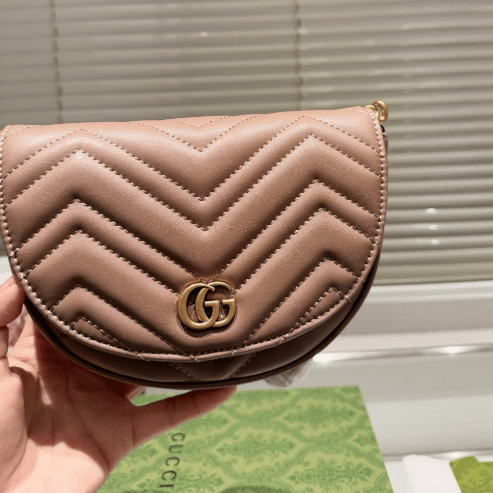 Gucci Gg Marmont Saddle Bag Nude 7.9 Inches - Image 5