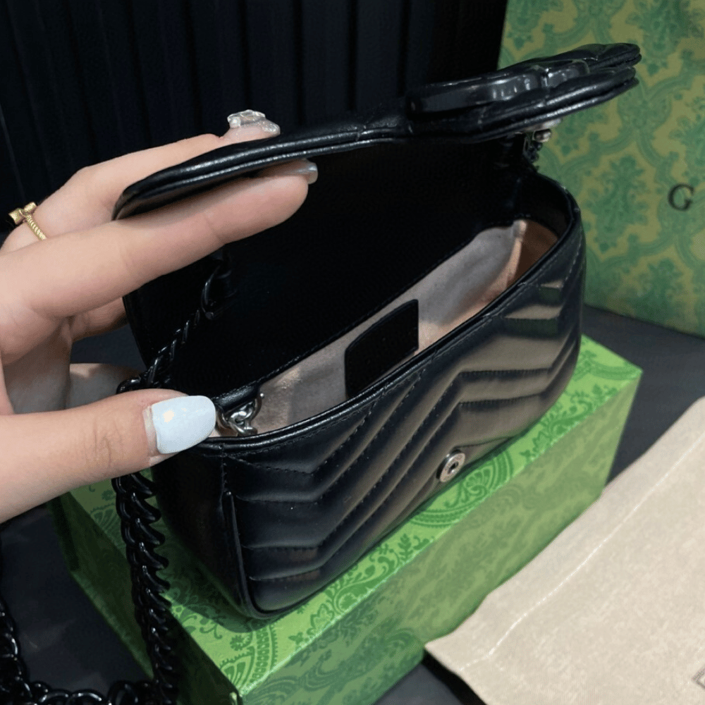 Gucci GG Marmont All-Black Mini Bag - Image 5