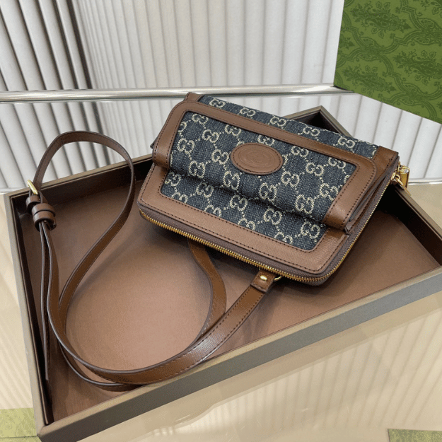 Gucci Ophidia Small Messenger Bag Gg Denim Blue 8.7 Inches - Image 5