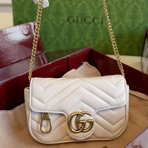 Gucci Gg Marmont Mini Matelass?? Shoulder Bag White 6.5 Inches - Image 5