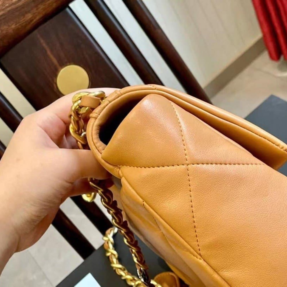 Chanel 19 Flap Bag Shiny Gold And Silver Tone Camel 26Cm AS1160 B04852 NB356 - Image 3