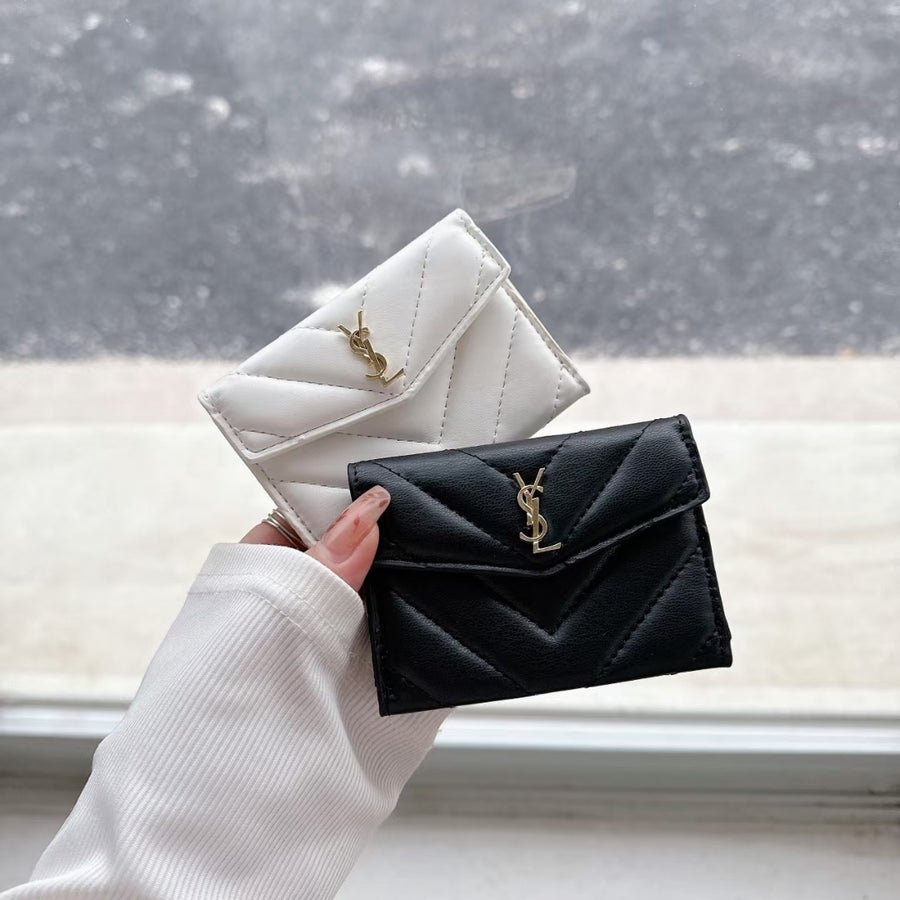 YSL V-Quilted Leather Card Holder (Multi-Color) - Image 9