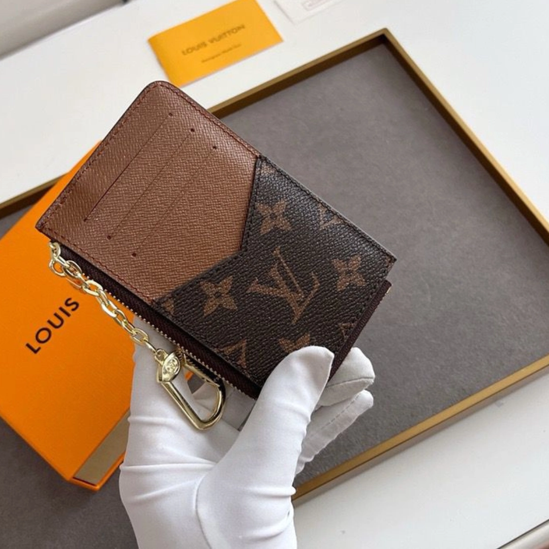 LV Monogram Leather Key Pouch - Image 5