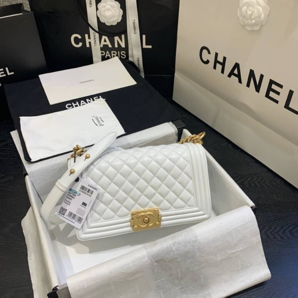 Alternative view of Chanel Boy Premium Leather Handbag (White)