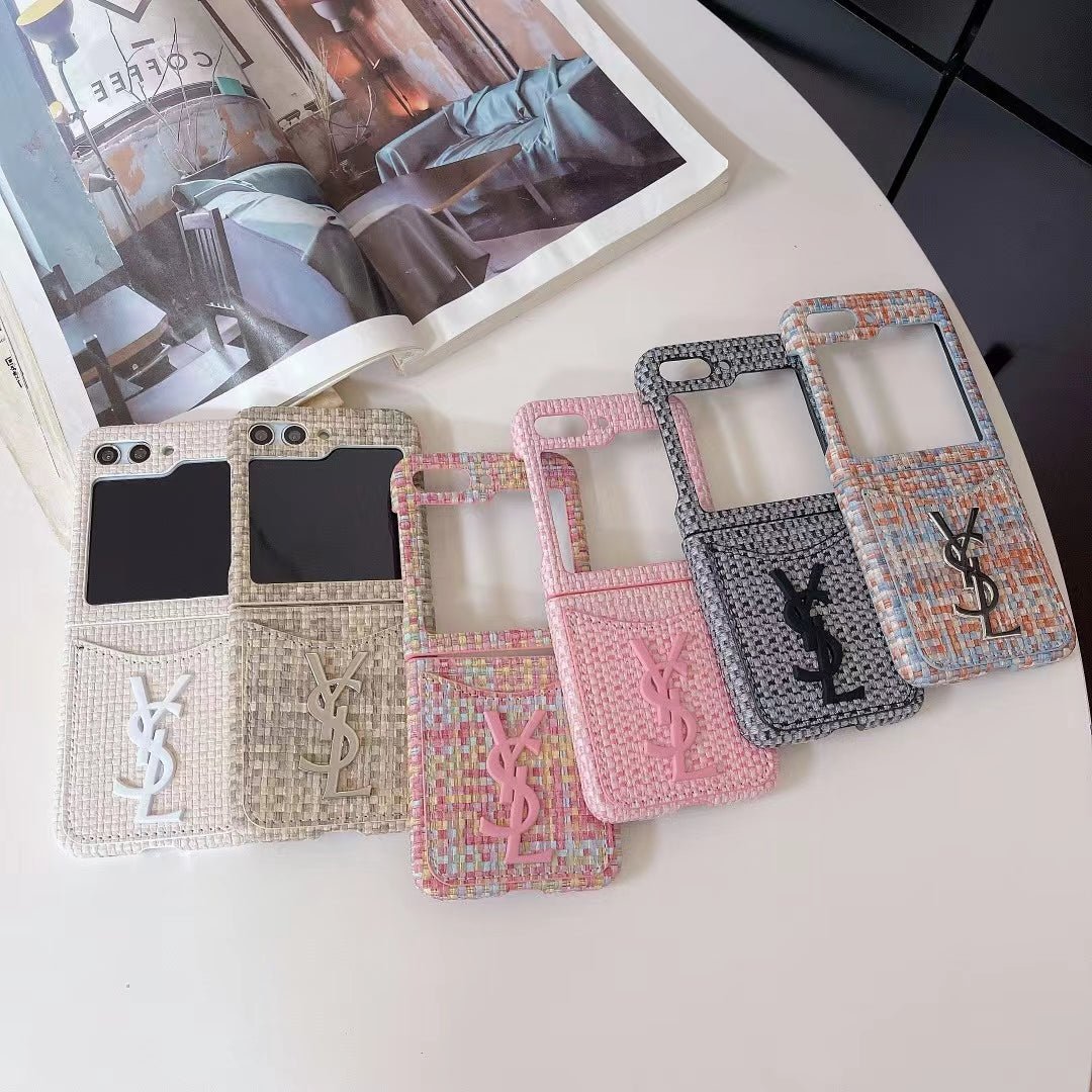 YSL Tweed Fabric Flip Phone Case - Image 5