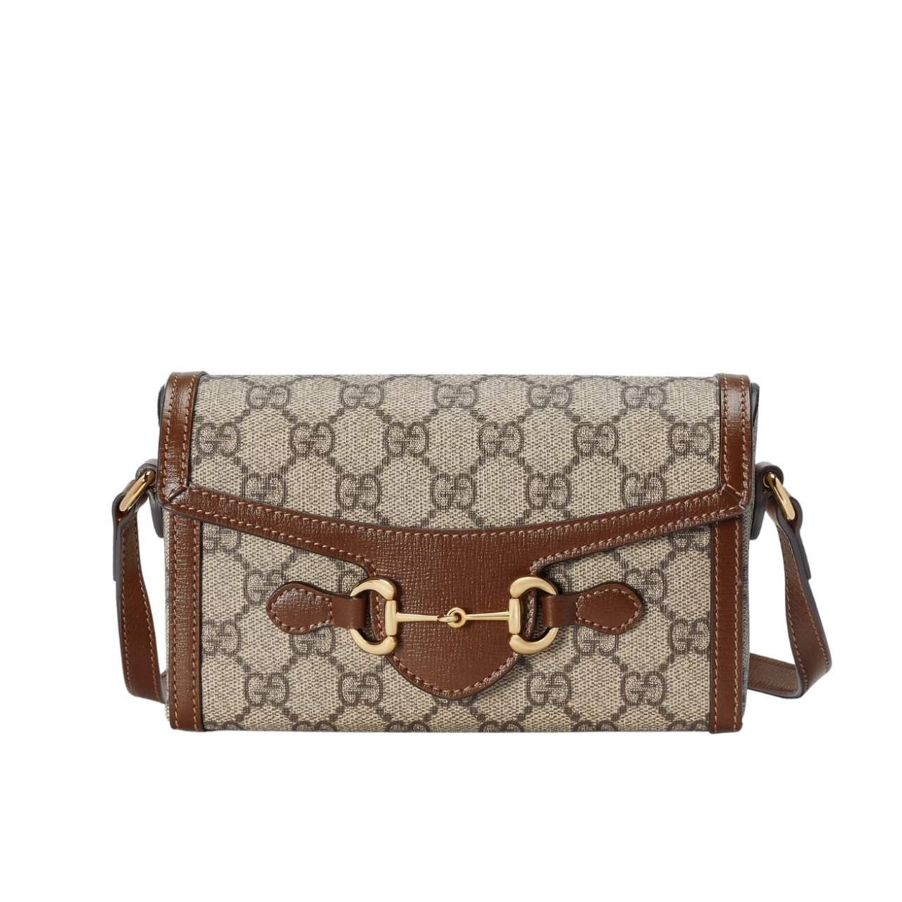 Gucci Horsebit 1955 Mini Bag? Beige And Dark Brown GG Supreme 18Cm 699296 92TCG 8563