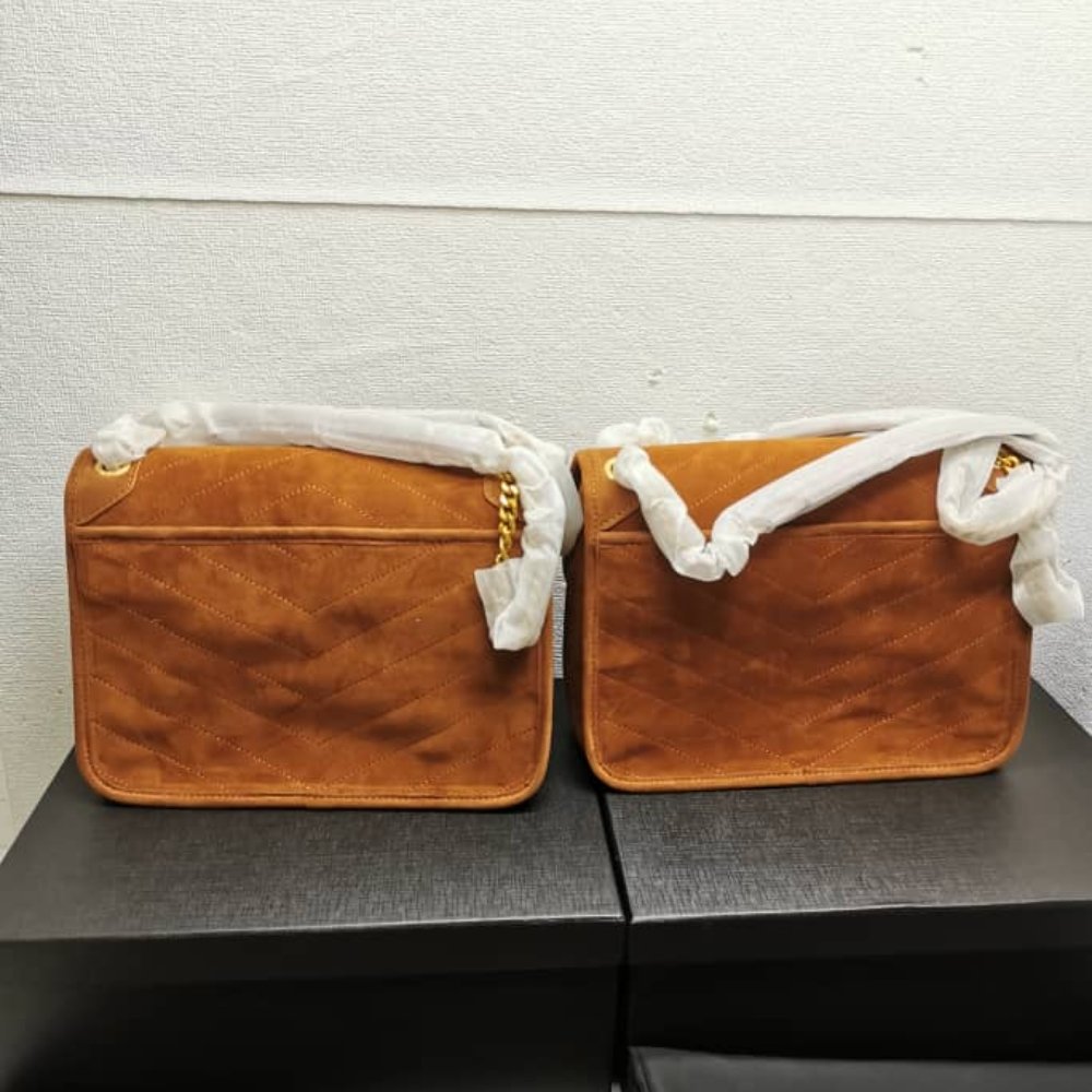 Saint Laurent Niki Baby Chain Bag In Suede Brown 28Cm - Image 3