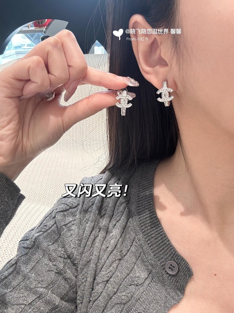 Chanel Silver Rhinestone Double C - Image 5