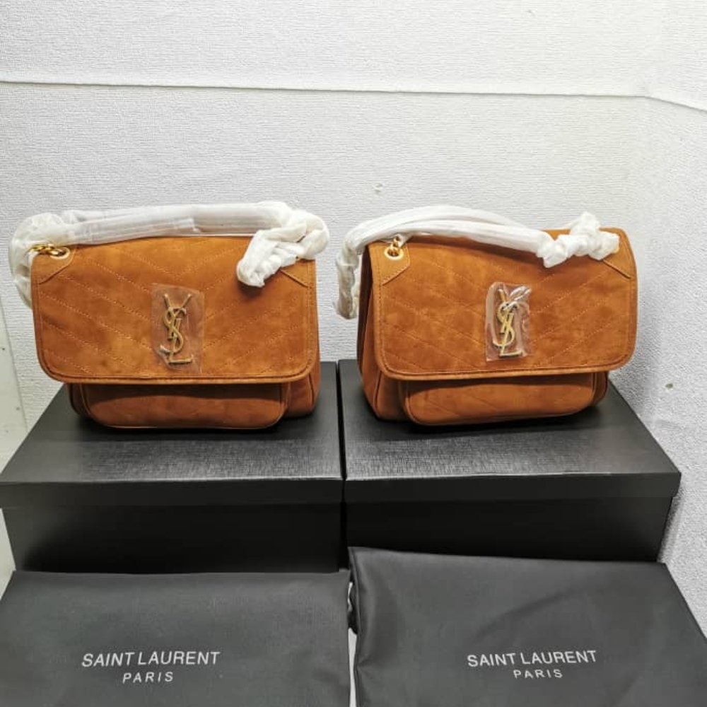 Saint Laurent Niki Baby Chain Bag In Suede Brown 28Cm - Image 6