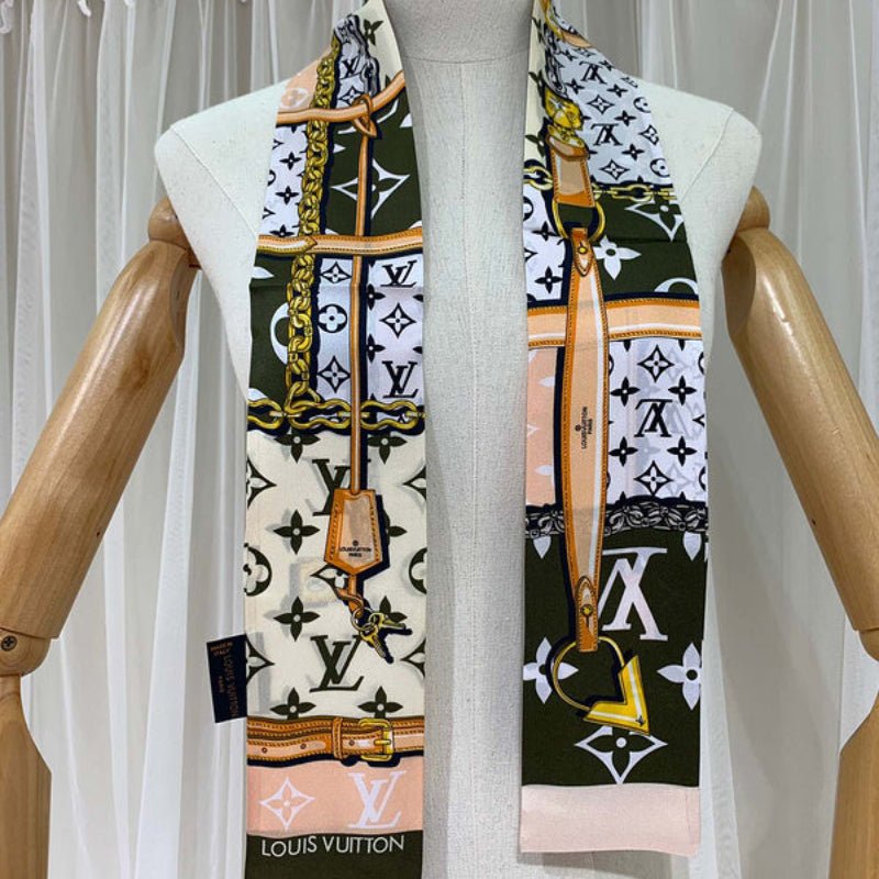 LV Leather Hardware Print Monogram Twilly Scarf