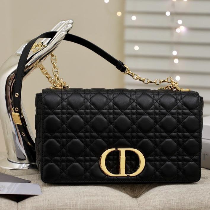 Dior Large Caro Black Cannage Hand Bag
