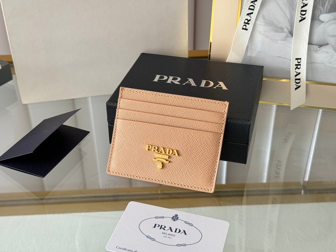 Prada Style Light Brown Leather Card Holder - Image 4