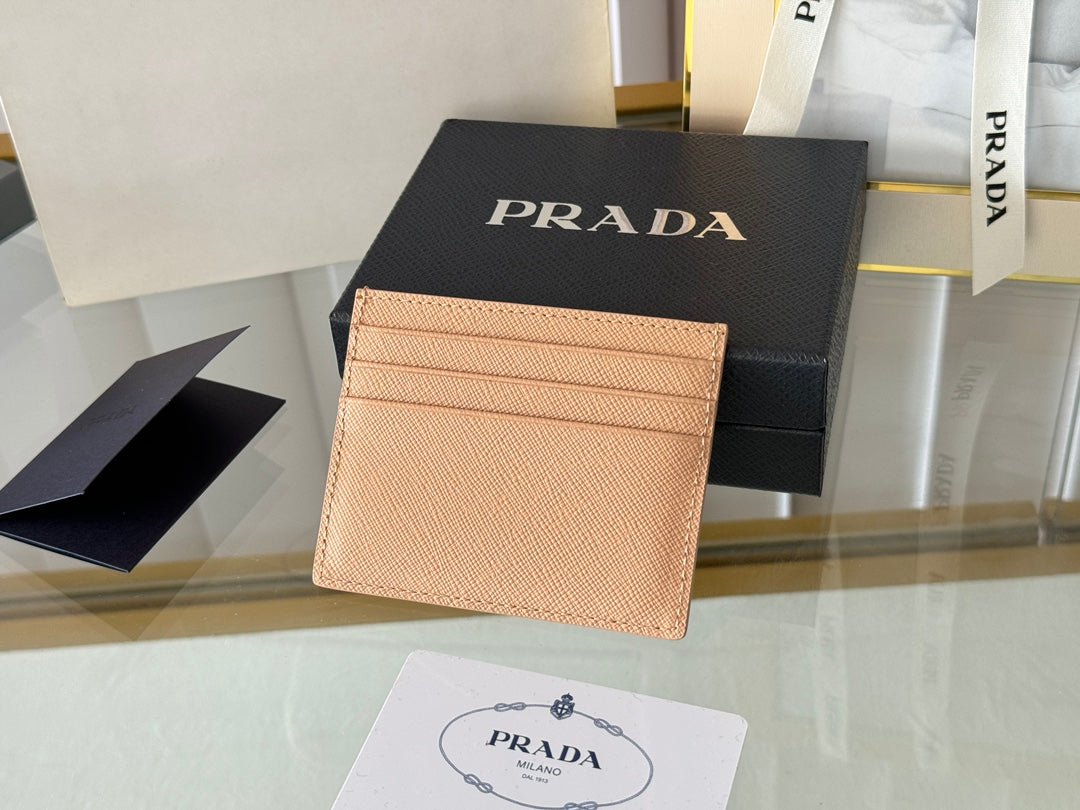 Prada Style Light Brown Leather Card Holder - Image 5