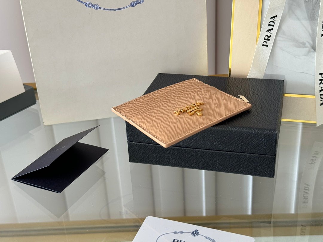 Prada Style Light Brown Leather Card Holder - Image 9