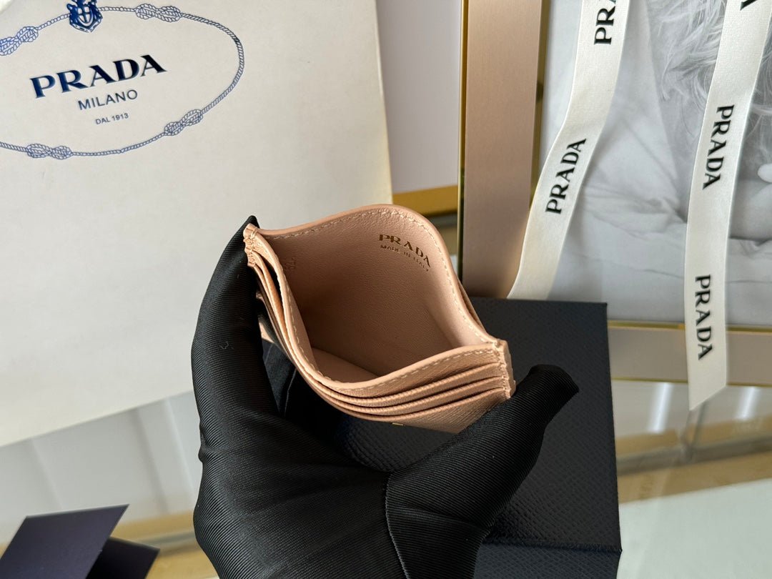 Prada Style Light Brown Leather Card Holder - Image 7