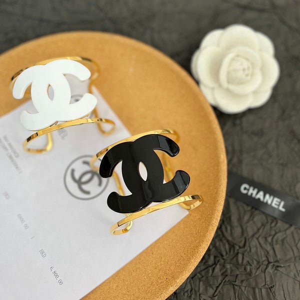 Chanel Two-Tone Enamel CC Open Cuff