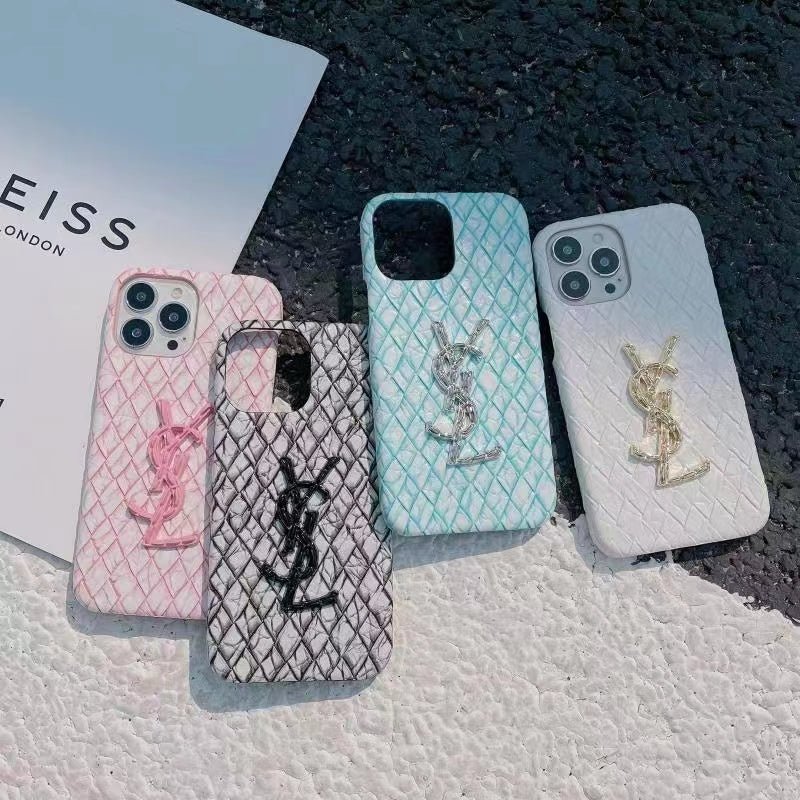 Alternative view of YSL Diamond Quilted Pattern iPhone Case (Multi-Color)