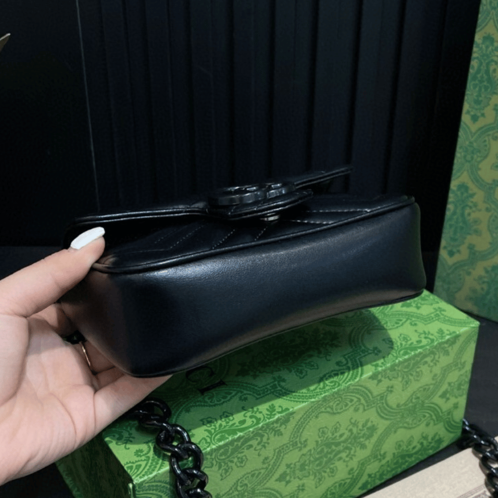 Gucci GG Marmont All-Black Mini Bag - Image 6
