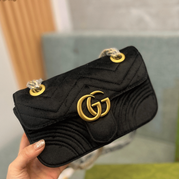 Gucci GG Marmont Black Velvet Shoulder Bag - Image 6