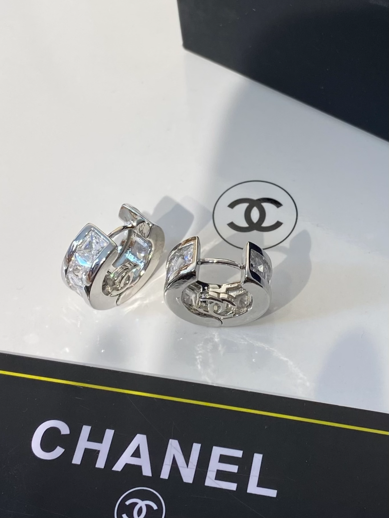 Alternative view of Chanel Two-Tone Rhinestone Hoop Earrings