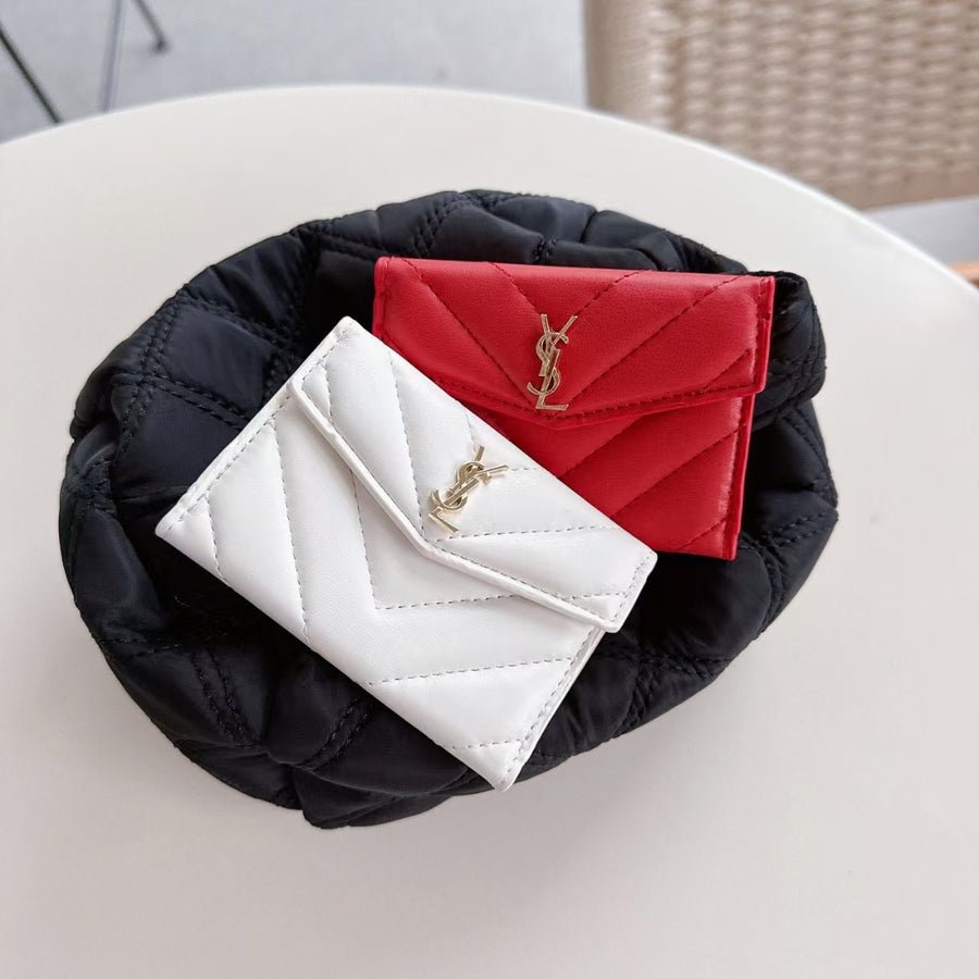 YSL V-Quilted Leather Card Holder (Multi-Color) - Image 6