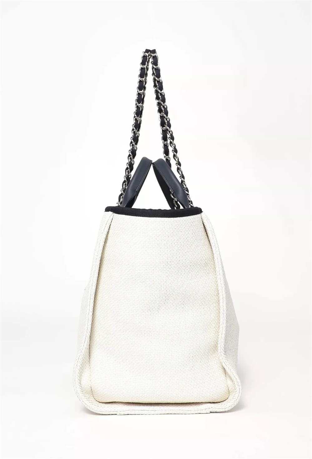 Chanel Deauville Canvas Tote Bag (Large White) - Image 12