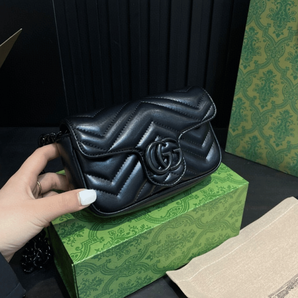 Gucci GG Marmont All-Black Mini Bag - Image 7