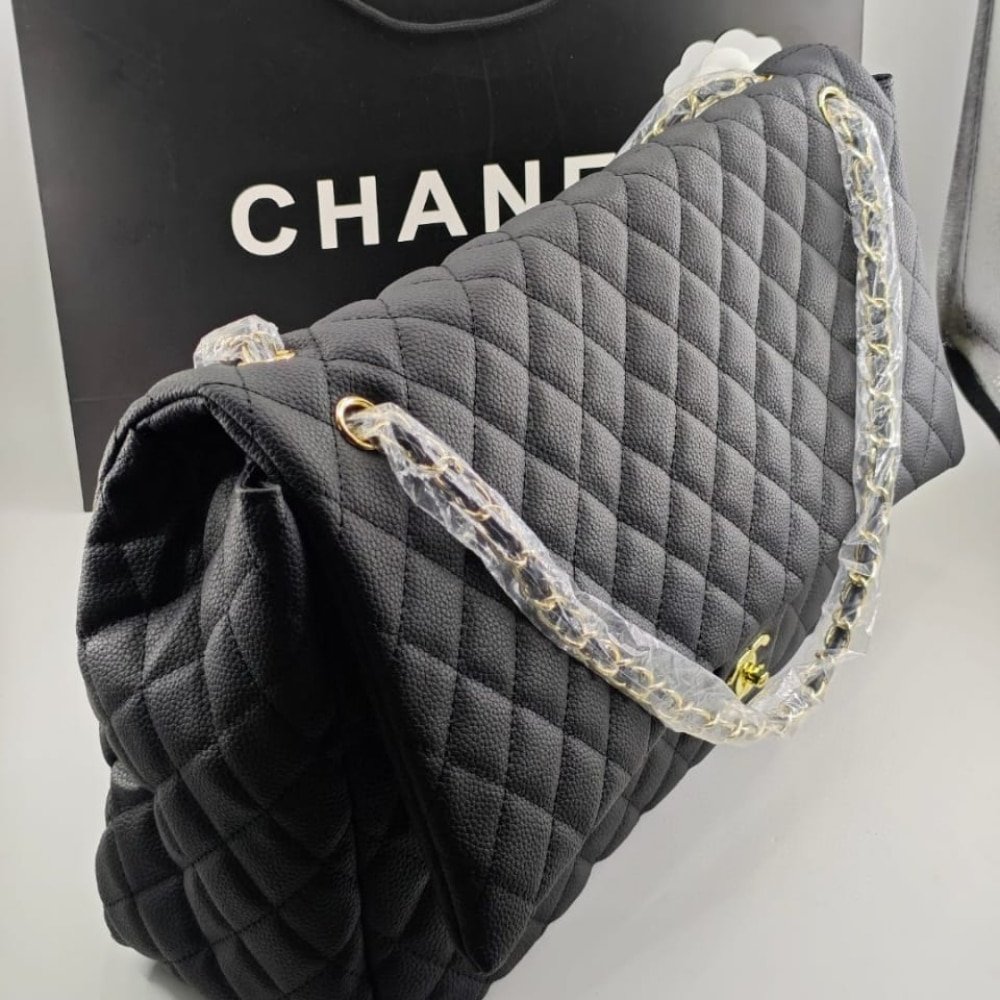 Alternative view of Chanel XXL Airline Classic Travel Flap Bag Caviar Leather Black Gold Hardware 46Cm