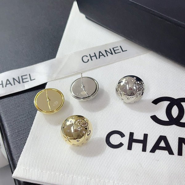 Chanel Two-Tone Round Stud Earrings