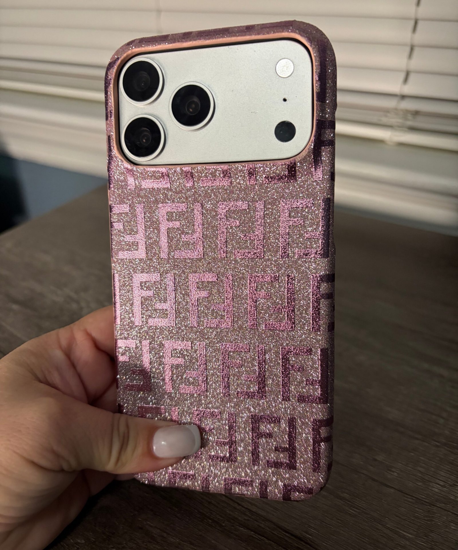 Alternative view of Fendi FF Monogram Glitter iPhone Case (Pink)