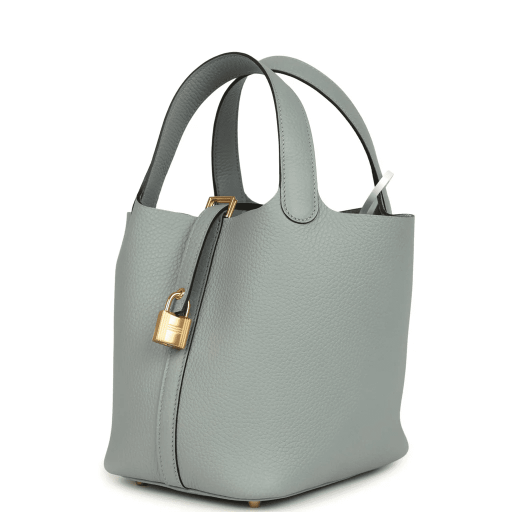 Alternative view of Hermès Picotin 18 Clemence Gris Pantin GHW