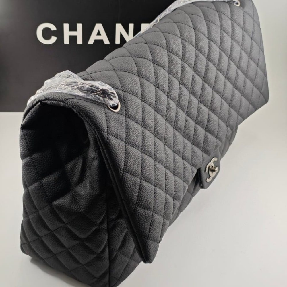 Chanel XXL Airline Classic Travel Flap Bag Caviar Leather Black Silver Hardware 46Cm - Image 3