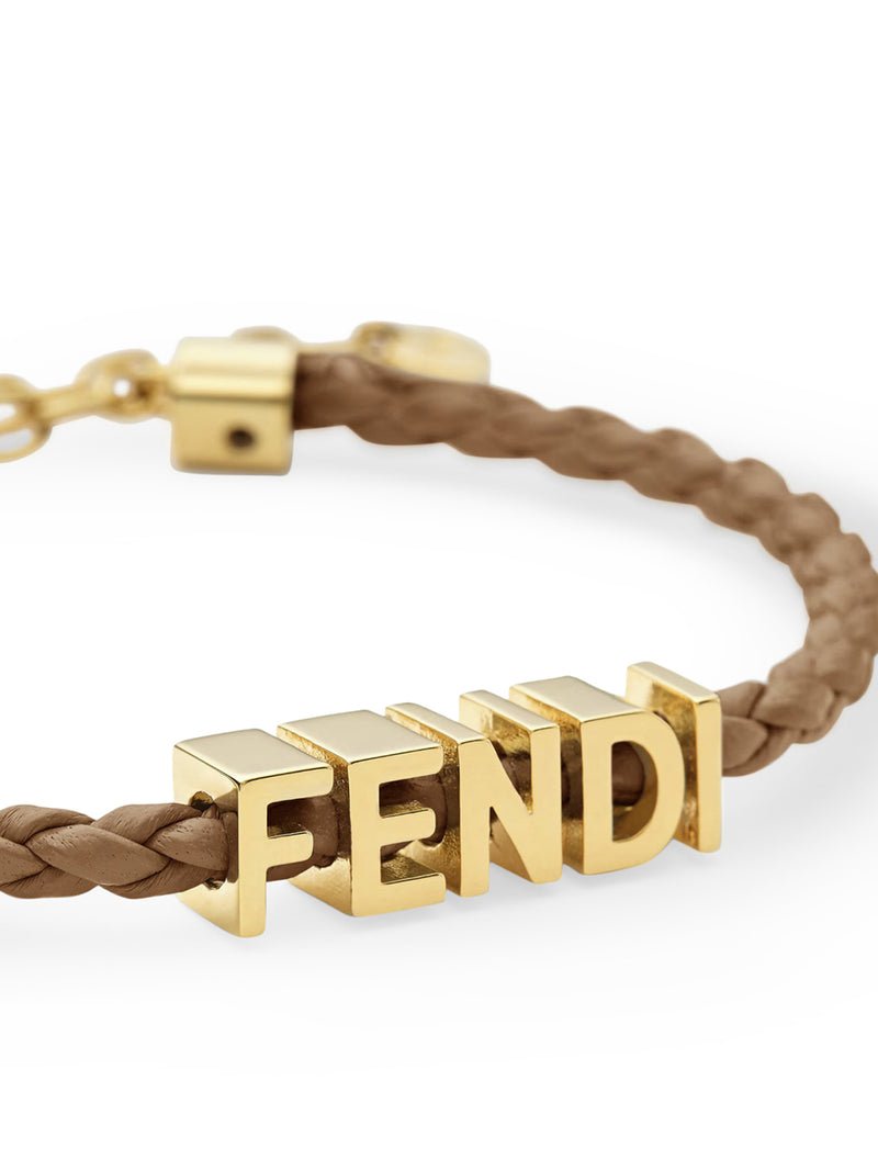 Alternative view of FENDI Woven Leather Rope Metal Letter Plate Bracelet