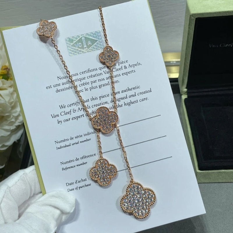Alternative view of VCA 6 Motifs Full Diamond Clover Silver Necklace