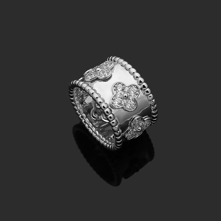 Kaleidoscope Clover Full Paved Zircon Wide Band Ring - Image 4